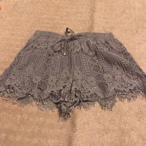 Gray lace shorts